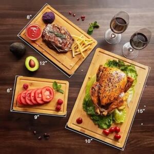 Bambu Steak Sunum Tahtası, Kesme Tahtası, Kalın Bambu, Farklı Ebatlarda (30X20X1.2 Cm)