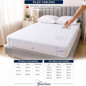Vionel HOME%100 Pamuk, Full Kenar Fitted Sıvı Geçirmez,tek, Çift Kişilik Bebek Yatak Koruyucu Çarşaf Alez (90X200)