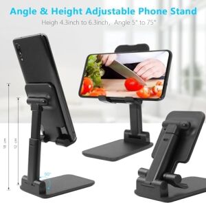 Cep Telefonu Standı, Katlanır Masaüstü Telefon Standı, Açı Yüksekliği Ayarlanabilir Cep Telefonu Tutacağı, Masa, Ofis, Tablet Standı Tüm Telefonlarla Uyumlu 10-25 cm Cep Telefonu/tablet