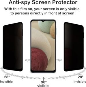Galaxy A12 Privacy (Hayalet) Ekran Koruyucu – 2 Adet - 9h Temperli Cam, Yan Görünme Engelleyici, Tam Kaplama