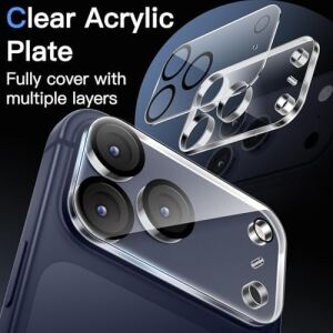 iPhone 17 Pro Uyumlu Full Kamera Lens Koruyucu Darbe Dayanıklı Temperli Cam Tam Koruyucu Hd Şeffaf Kamera Lens Cam Film Çizilme Önleyici