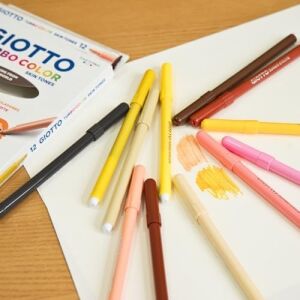 Gıotto Turbocolor Keçeli Kalemler, Ince Uçlu, 2,8 Mm, 12 Ten Rengi, Çocuklar, Partiler ve Okullar Için Ideal