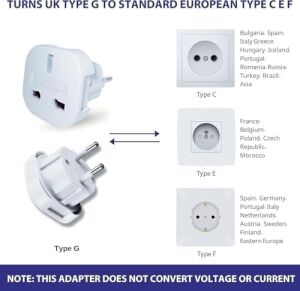 Ingiltere’den Ab’ye Seyahat Adaptörü, Uk G Tip 3 Pin’den Avrupa E/f Tipi 2 Pin Priz Dönüştürücü, Güvenlik Kilitli, 240V 10A, 16A, Fransa, Almanya, Hollanda, Polonya, Isveç Uyumlu