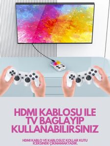 M21 64GB IPS Hdmi Tv 20000+ Oyunlu Retro Arcade Atari Psp/ps1/fıfa Gta Mario Games Oyun Konsolu