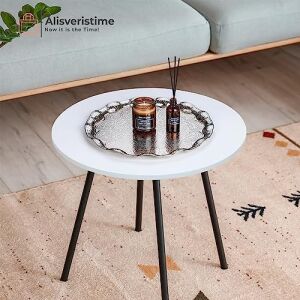 Osmanlı Motifli Metal Servis Tepsisi – 34,5 cm (13.6 Inç) – Kahve ve Çay Sunum Tepsisi – 5 Renk Seçeneği (Gümüş Rengi)