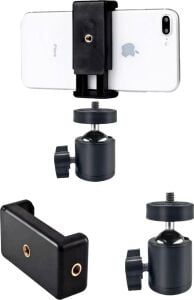 Saywın Çift Girişli Telefon Tutuculu Tripod Slr Kamera Için 360 Derece Dönebilen Metal Mafsal Aparatı 1/4