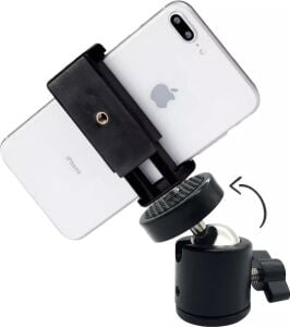 Saywın Çift Girişli Telefon Tutuculu Tripod Slr Kamera Için 360 Derece Dönebilen Metal Mafsal Aparatı 1/4