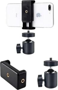 Saywın Çift Girişli Telefon Tutuculu Tripod Slr Kamera Için 360 Derece Dönebilen Metal Mafsal Aparatı 1/4