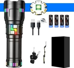Pro F-3002 Alüminyum Tg LED Gece Şeritli Type-C Şarjlı El Feneri