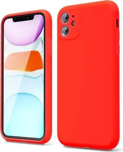 Apple iPhone 11 Kılıf 6.1 ile Uyumlu,  Ince Sıvı Silikon 3 Katmanlı Tam Kaplamalı Yumuşak Jel Kauçuk Kılıf Kapak 6.1 Inç, Scarlet Kırmızısı