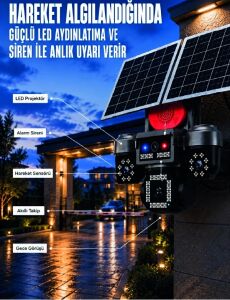 4 Kameralı 4g Sım Kart Destekli Güneş Enerjili Akıllı Güvenlik Kamerası