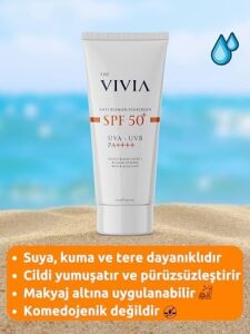 The Vivia Leke Karşıtı Yüksek Koruyucu Yüz Güneş Kremi Tüm Cilt Tipleri Spf 50+ 50 ml