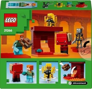 Nether Lav Savaşı 21266 – Çocuklar Için Alex Figürü, Yaratıklar, Wither Skeleton, Kılıç ve Döndürülen Blaze Içeren Yapım Seti, 6 Yaş ve Üzeri Kız ve Erkekler Için Doğum Günü Hediyesi