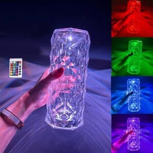Kuzey Big Rose Diamond Table Lamp USB Charging Rgb Multi Colors Totch Lamp Kumandalı Kristal Dev Masa Lambası Rgb