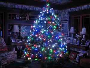 10 Metre Fişli Rgb LED Işık Noel Yılbaşı Ağacı Işığı LED Ampül Çam Ağacı Balkon Merdiven Salon Yada Oda Süslemelerinde Kullanıma Uygun 220V Prizden Enerjisini Alır