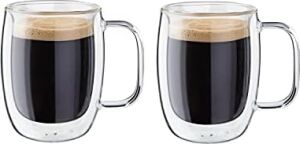 Sorrento Çift Camlı Kulplu 2'li Espresso Bardak Seti, 134 Ml, Cam, Şeffaf Cam