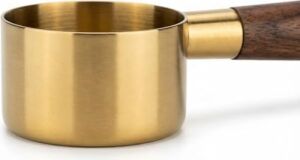Gold Paslanmaz Çelik ve Akasya Ahşap Saplı Premium Kahve Ölçü Kaşığı - 15ML (1 Yemek Kaşığı) Hassas Barista Ölçeği - Uzun Saplı Şık Tasarım