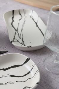 Beyaz Mermer Noyan Kayık Tabak 28 cm 2 Adet 17951