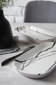 Beyaz Mermer Noyan Kayık Tabak 28 cm 2 Adet 17951