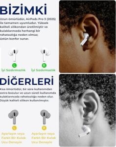 Airpods Pro 3 Uyumlu Toz Filtreli Premium Silikon Yedek Kulaklık Uçları Seti (Xs/s/m)