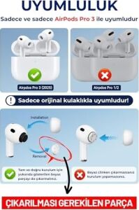 Airpods Pro 3 Uyumlu Toz Filtreli Premium Silikon Yedek Kulaklık Uçları Seti (Xs/s/m)