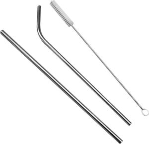 Metal Pipet Seti, Paslanmaz Çelik, Temizleme Fırçası Dahil, 2 Adet