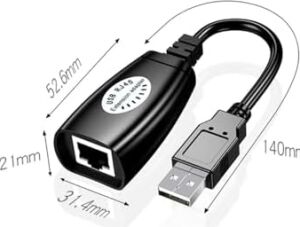 USB Extrender, 50 Metre RJ45, USB Uzatma Kablosu, Cat5 – Cat6 Uyumlu
