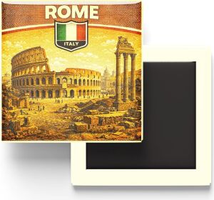 Italya Roma Şehri Temalı Vintage Buzdolap Magneti – 9x9 cm