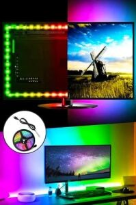 Tv ve Monitör Arkası Silikonlu Rgb LED Şerit Dekoratif Aydınlatma Seti 1 Metre