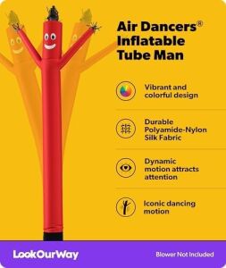 Torero Inflatables Lookourway Air Dansçı Hoch Tube Man Şişirilebilir Sabitleme, 20-Feet 20' Kırmızı