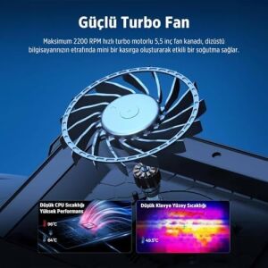 Yeti 2200RPM Rgb Işıklı LED Display Gaming Laptop Notebook Soğutucu Stand