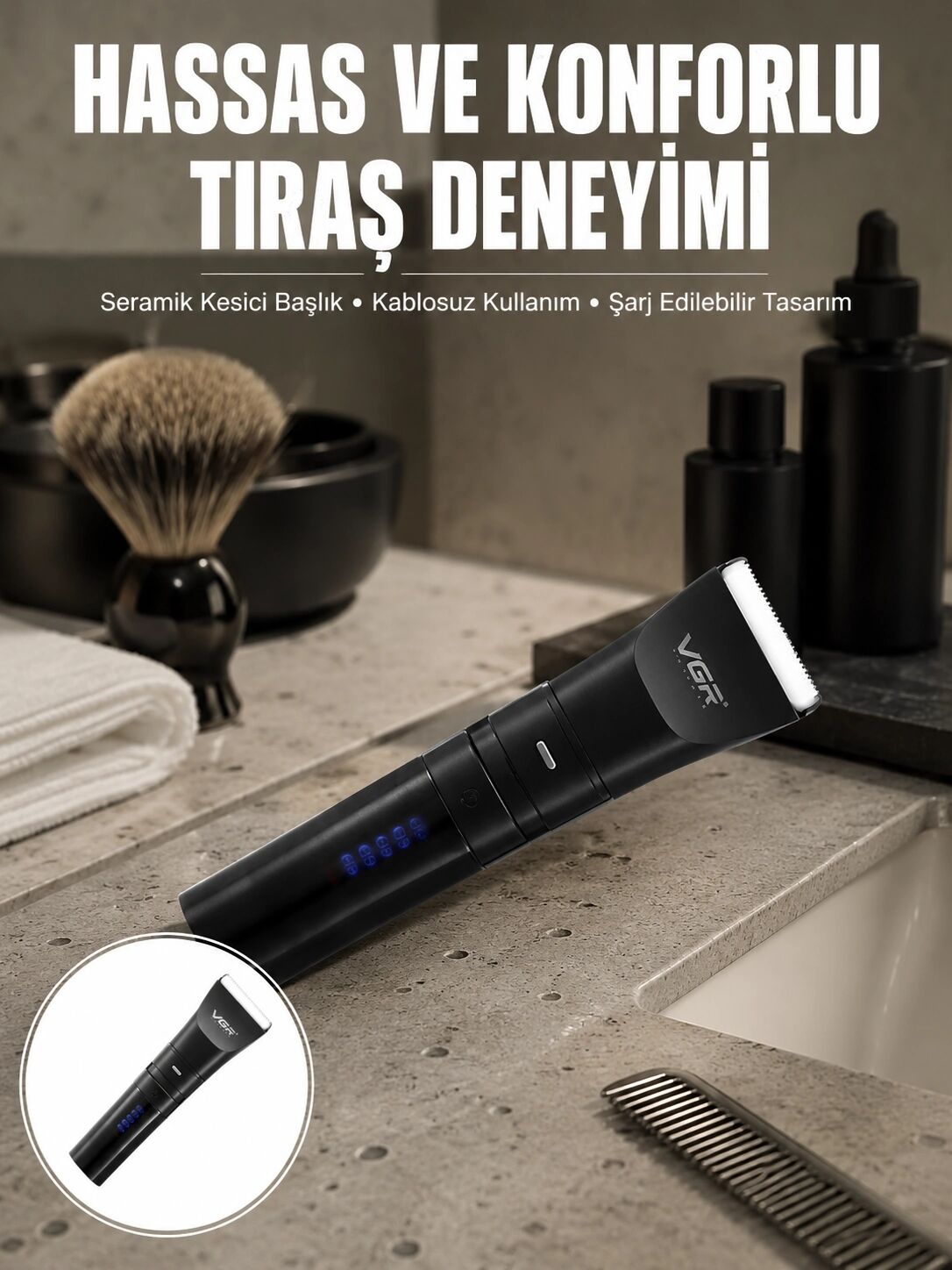 Suya Dayanıklı Tıraş Makinesi – Hassas Paslanmaz Çelik ve Titanyum Bıçak Yeni Nesil