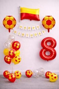 Sarı Kırmızı Futbol Temalı Doğum Günü Balon Seti (8)