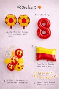 Sarı Kırmızı Futbol Temalı Doğum Günü Balon Seti (8)