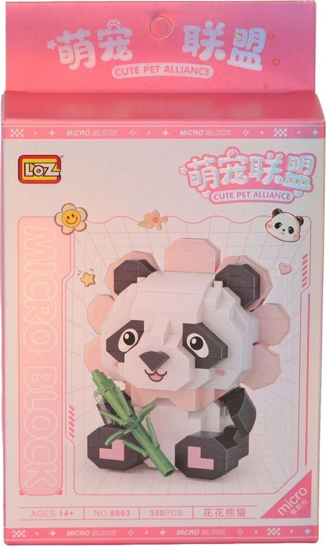 LZ-8803 Oturan Sevimli Çiçek Panda 350 Parça Block Oyuncak