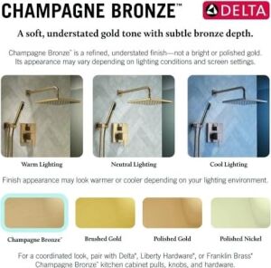Faucet Saylor 17 Serisi Altın Duş Vanası Trim Kiti, H2OKINETIC Duş Başlığı, Delta Duş Sistemi, Duş Bataryası Seti, Duş Başlığı ve Kulp, Şampanya Bronz T17235-CZ (Valf Dahil Değildir)