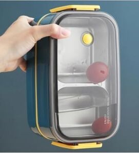 Beslenme Kutusu Iki Katlı - Paslanmaz Çelik - 1400ML (Kaşık ve Çatal) Lunch Box (Yeşil)