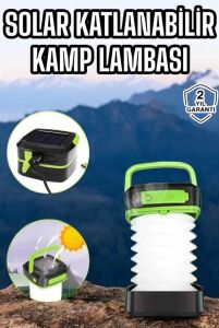 Güneş Enerjili LED Lamba Kamp Lambası Katlanabilir Lamba USB Şarjlı