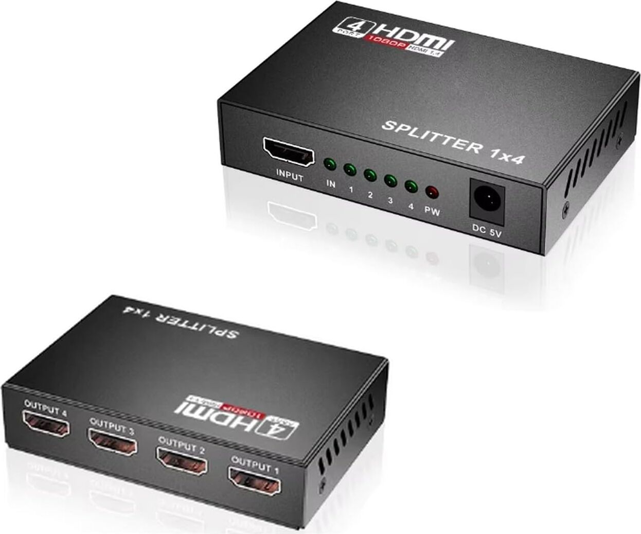 4 Portlu HDMI Splitter Dağıtıcı, 1 Giriş 4 Çıkışlı, Aynı Anda Görüntü Dağıtımı, 1.4V 1080P,
