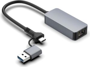 USB Type-C 2.5gbps Ethernet Adaptörü – 10/100/1000/2500MBPS Hız Desteği, Windows ve Mac Uyumu, RJ45 Bağlantı, USB 3.0 & Type-C Portları, Harici Güç Kaynağına Ihtiyaç Yok | ZR1144