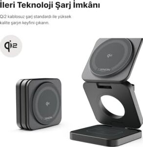 Xenon Smart Kablosuz Şarj Standı 3'ü Bir Arada Apple Iphone Airpods Watch Mag Safe ile Uyumlu Qi2 15W Hızlı Şarj Cihazı X6402