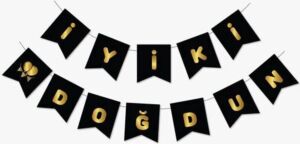 Siyah Gold Iyi Ki Doğdun Yaldızlı Banner, 2323012121200212