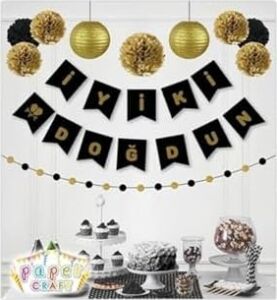 Siyah Gold Iyi Ki Doğdun Yaldızlı Banner, 2323012121200212
