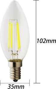 Neo Vista Rustik 4W C35 LED Filament Mum Tipi Ampul E14 Sarı Işık Dekoratif Vintage Aydınlatma