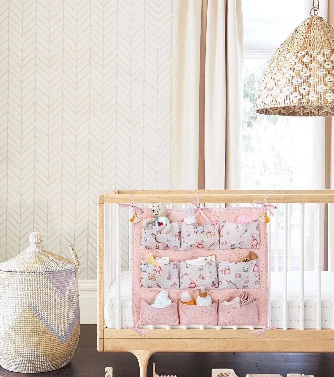 Baby 9 Cepli Bağlamalı Beşik Kenarı Düzenleyici (Pembe)