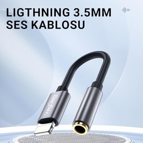 Lightning To 3.5mm Örgülü Kulaklık Dönüştürücü Adaptör