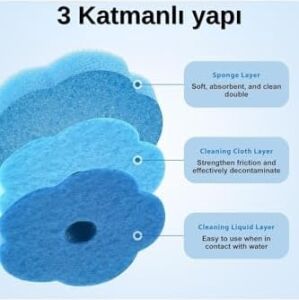 Hijyenik Kullan At Klozet Fırçası 10'lu Yedek Süngeri - Tek Kullanımlık Tuvalet Temizleyici - Bakterisiz ve Kokusuz Banyo Temizliği (Beyaz, Yuvarlak)