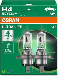 Ampul H4 Ult 60/55W 12V P43T5X2TRQR2B Ultralife - Osr 64193ULT-2HB