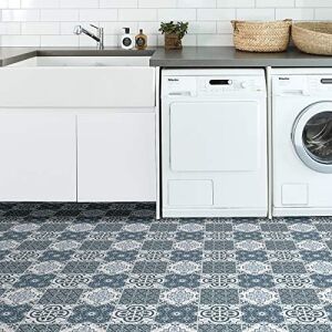 Floorpops Wallpops FP2951 Leyton Peel & Stick Floor Tiles Yer Karosu, Mavi