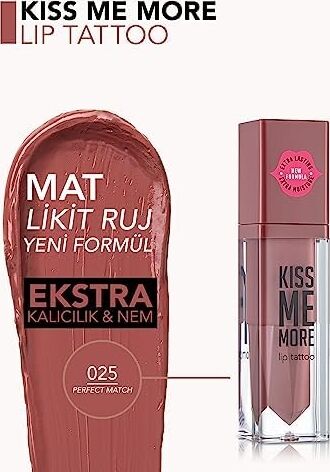 Kiss Me More Yüksek Pigmentli & Mat Bitişli Nemlendirici Likit Ruj